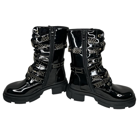 Azalea Wang One Good Reason to Stay Black Patent Strappy Boot 6 - Picture 3 of 9